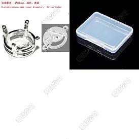 4Pcs 925 Sterling Silver Tray Settings, Round Open Back Settings