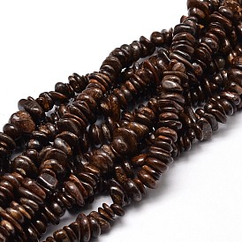 Natural Bronzite Chip Beads Strands, 4~14x4~12mm, Hole: 1mm, about 15.3 inch~16.1 inch