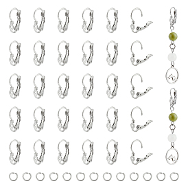 40 шт. 304 серьги с рычагом из нержавеющей стали, с 40 открытыми соединительными кольцами