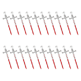 20шт хэллоуин подвески из сплава эмали, античное серебро, очарование меча