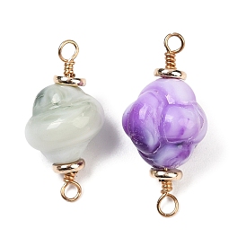 Непрозрачные акриловые имитация драгоценных камней звенья соединительные подвески, без кадмия, без никеля и без свинца, с петлями из латуни с покрытием из настоящего золота 18k, формы раковины