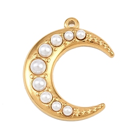 304 подвески из нержавеющей стали, подвески в виде полумесяца с искусственным жемчугом из АБС-пластика, ионное покрытие (ip), белые