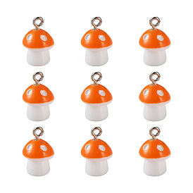 Пластиковые подвески, с железной петлей с платиновым покрытием, гриб в горошек