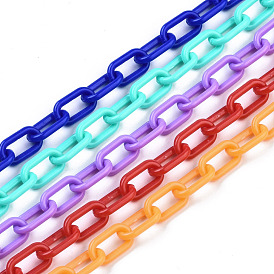 Handmade Opaque Acrylic Paperclip Chains, Drawn Elongated Cable Chains