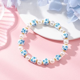 Браслеты из искусственного жемчуга ручной работы с печатью и АБС-пластиком, кубические, со сплавом