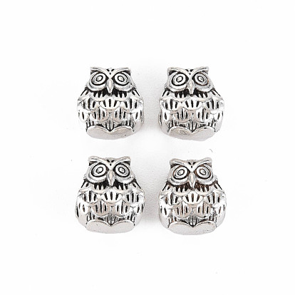 Tibetan Style Alloy European Beads, Cadmium Free & Lead Free, Owl