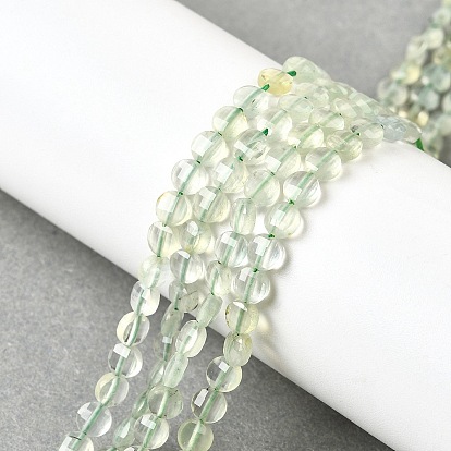 Природные пренит нитей бисера, граненый квадратный разрез, плоско-круглые