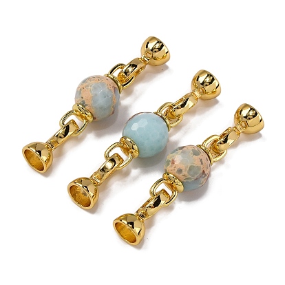 Стойка плакировка латунь и шушань камень поток над chasps, круглые, реальный 18 k позолоченный