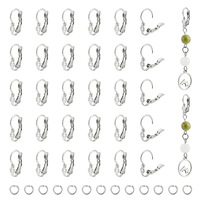 40 шт. 304 серьги с рычагом из нержавеющей стали, с 40 открытыми соединительными кольцами