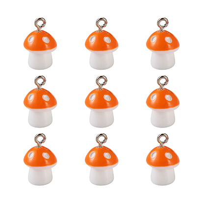 Пластиковые подвески, с железной петлей с платиновым покрытием, гриб в горошек