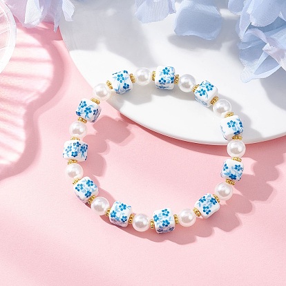 Браслеты из искусственного жемчуга ручной работы с печатью и АБС-пластиком, кубические, со сплавом