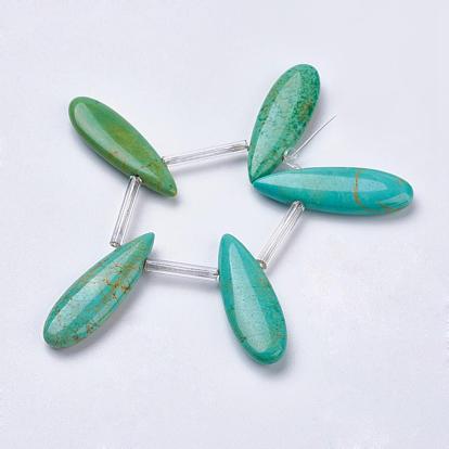 Natural Magnesite Beads Strands, Top Drilled Beads, Dyed, Teardrop