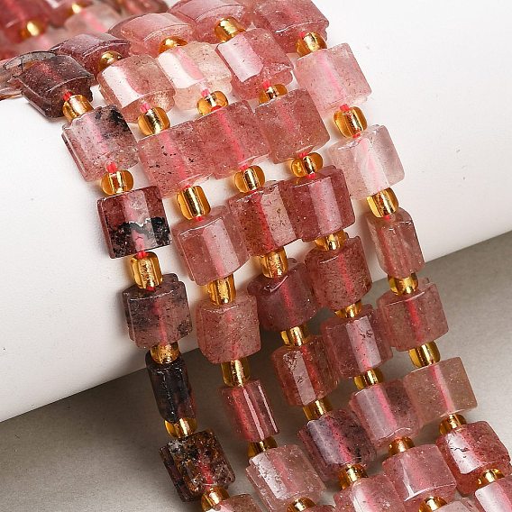 Природного кварца клубники нитей бисера, квадратный, с бисером