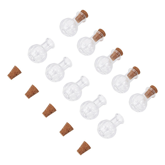 10Pcs Clear Glass Wishing Bottles, Bead Containers, with 10Pcs Cork Stopper