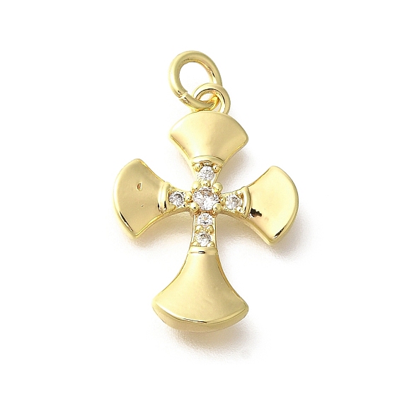 Латунные микропаве прозрачные подвески с фианитом, крест прелести, с целью перехода в кольце