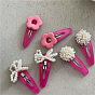 Red Pearl Butterfly Hair Clip with Cute Flower and Waterdrop BB Clips for Bangs