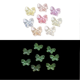 UV Plating Luminous Acrylic Beads, Iridescent, Glow in the Dark, Butterfly