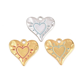 304 нержавеющей стальной эмали подвески, сердце прелести, ионное покрытие (ip), настоящее 18k позолоченное/цвет нержавеющей стали