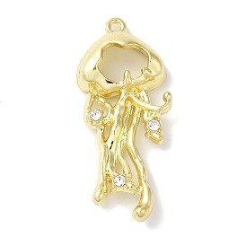 Rack Plating Alloy Pendants, with Crystal Rhinestone, Cadmium Free & Nickel Free & Lead Free, Jellyfish Charms