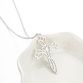 304 Подвеска-крест из нержавеющей стали в виде лунного листа и планеты для женщин