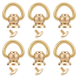 6шт. латунь 360 градусный поворотный шаровой штифт d-образное кольцо заклепки с винтовой фиксацией, чехол для телефона своими руками, аксессуары для кошелька из кожи diy