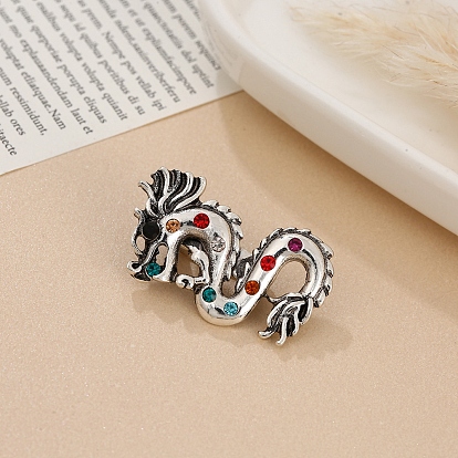 Dragon Colorful Rhinestone Pins, Alloy Brooch for Backpack Clothes