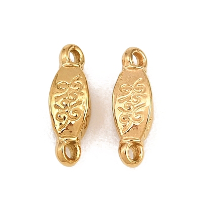 Embossed 304 Stainless Steel Connector Charms, Oval Links, Ion Plating(IP), Long-Lasting Plated