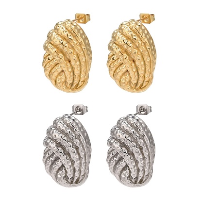 304 из нержавеющей стали серьги, Twist овальные