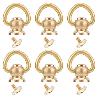 6шт. латунь 360 градусный поворотный шаровой штифт d-образное кольцо заклепки с винтовой фиксацией, чехол для телефона своими руками, аксессуары для кошелька из кожи diy