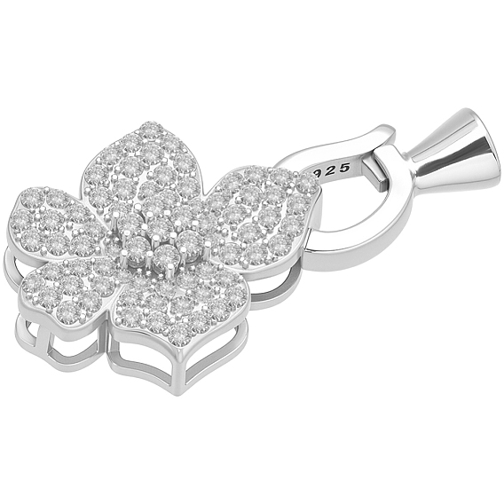1 шт. 925 стерлинговое серебро с микропаве из прозрачных кубических цирконий, застежки-раскладывающиеся, с печатью s925, цветок