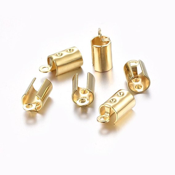 PVD Vacuum Plating 304 Stainless Steel Folding Crimp Ends, Fold Over Crimp Cord Ends