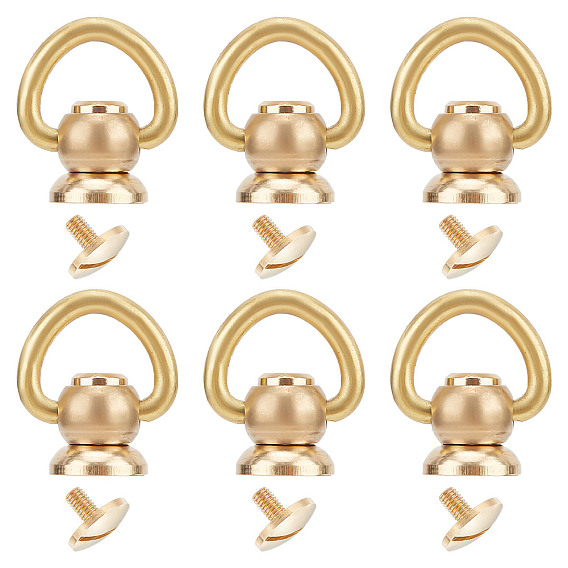 6шт. латунь 360 градусный поворотный шаровой штифт d-образное кольцо заклепки с винтовой фиксацией, чехол для телефона своими руками, аксессуары для кошелька из кожи diy