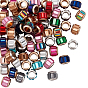 100Pcs Glass European Beads, Large Hole Beads, with Alloy Cores, Column