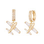 1пара латунных серег-колец в форме самолета с прозрачным кубическим цирконием