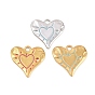 304 нержавеющей стальной эмали подвески, сердце прелести, ионное покрытие (ip), настоящее 18k позолоченное/цвет нержавеющей стали