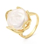 Открытое кольцо-манжета с натуральным жемчугом, золотое латунное кольцо для женщин, долговечный