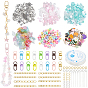 DIY Keychain Making Kit, Including Tibetan Style Alloy Pendants, Zinc Alloy Swivel Clasps, Iron Paperclip Chains, Brass Jump Rings, Transparent & Opaque Acrylic Beads, Clear Elastic Crystal Thread