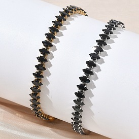 304 Браслеты-слайдеры из нержавеющей стали с инкрустацией стразами в виде конского глаза для женщин, с 201 из нержавеющей стали бусы