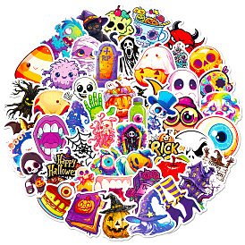 50 piezas de pegatinas con temas de dibujos animados infantiles de Halloween, pegatinas impermeables, decoración de pegatinas de fiesta de dibujos animados para niños de halloween