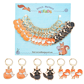 Брелки из сплава эмали в виде лисы с замком маркеры петель, с золотым оттенком 304 кольцо из нержавеющей стали