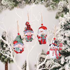 Christmas Theme Wood Snowman/Santa Claus/Gnome Pendant Decoration, for Christmas Tree Hanging Ornament