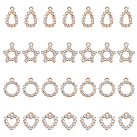 40Pcs 4 Style UV Plating Acrylic Pendants, with Rhinestone, Mixed Shape