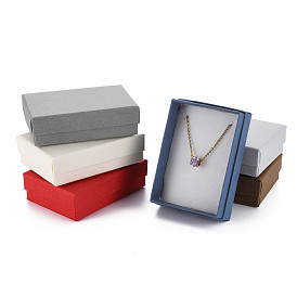 Cartón collar colgante joyas cajas de regalo, con esponja blanca adentro, Rectángulo