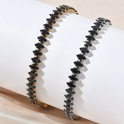 304 Браслеты-слайдеры из нержавеющей стали с инкрустацией стразами в виде конского глаза для женщин, с 201 из нержавеющей стали бусы