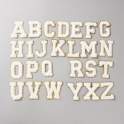 Flicken im Handtuch-Stickerei-Stil zum Aufbügeln/Nähen, Applikationen, Abzeichen, für Kleidung, Kleid, Hut, Jeans, DIY Dekorationen, Buchstabe a ~ z
