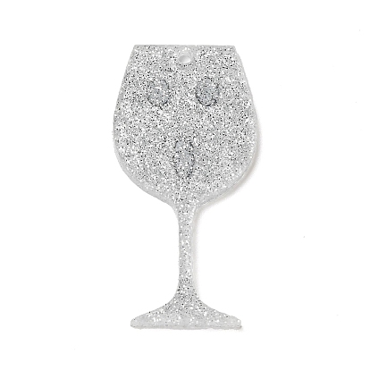 Cute Glitter Acrylic Pendants, Goblet with Face Charms