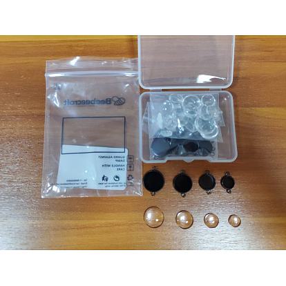 DIY Pendant Making Sets, with Vacuum Plating Stainless Steel Cabochon Connector Settings and Transparent Glass Cabochons