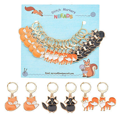 Брелки из сплава эмали в виде лисы с замком маркеры петель, с золотым оттенком 304 кольцо из нержавеющей стали