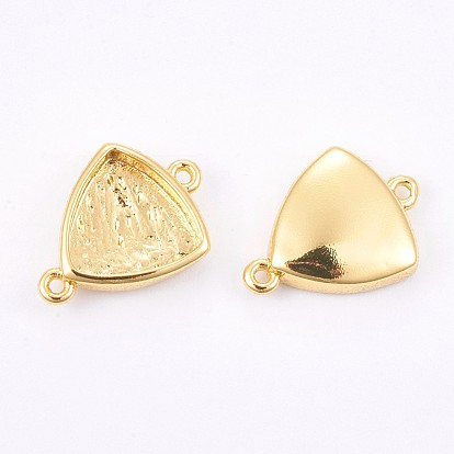 Brass Cabochon Connector Settings, Long-Lasting Plated, Triangle
