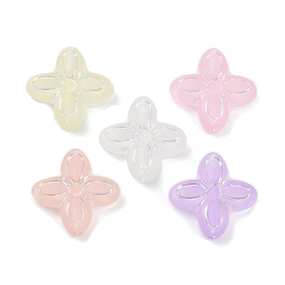 Матовые прозрачные акриловые бусины, цветок, серебристого металла, обвитыми, с покрытием AB цвета